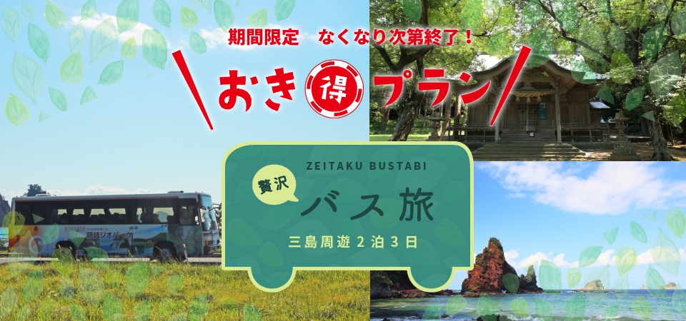 おき得 贅沢バス旅 三島周遊2泊3日 バスプラン
